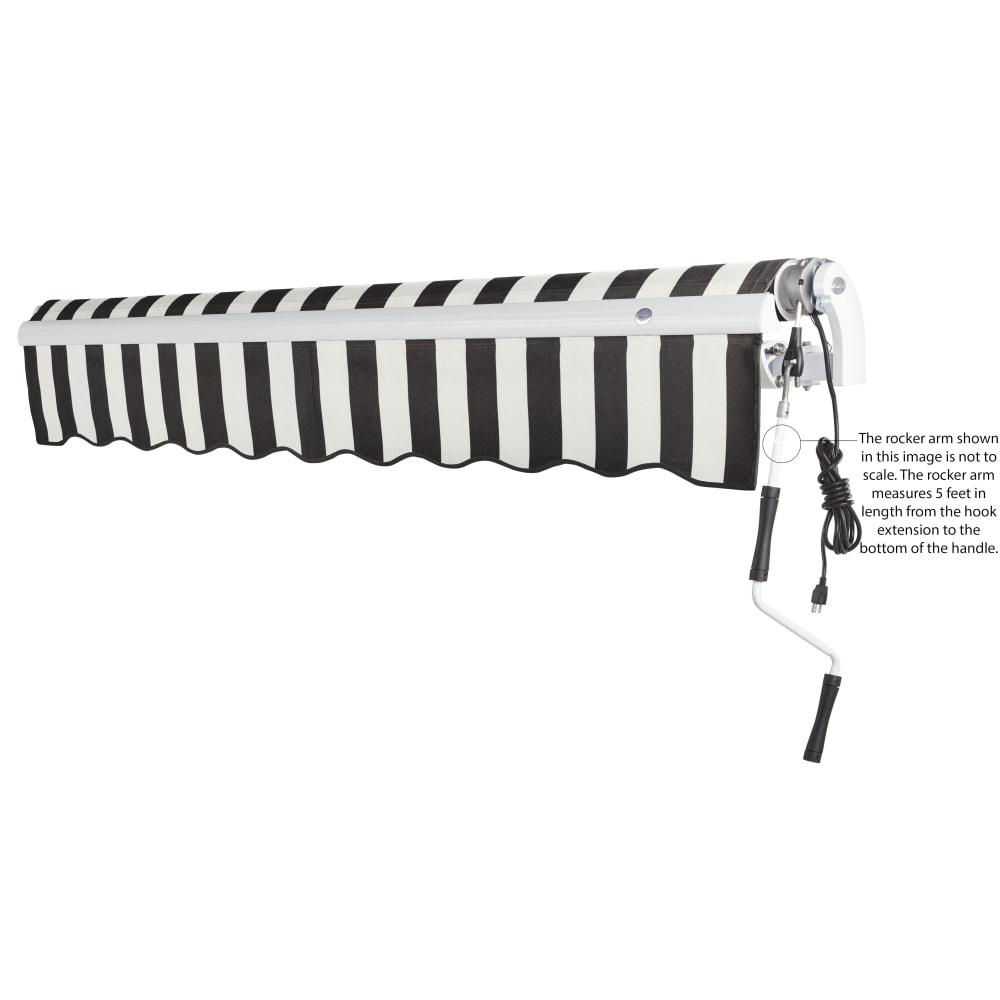 18' x 10' Maui Right Motorized Patio Retractable Awning, Black/White Stripe. Picture 6