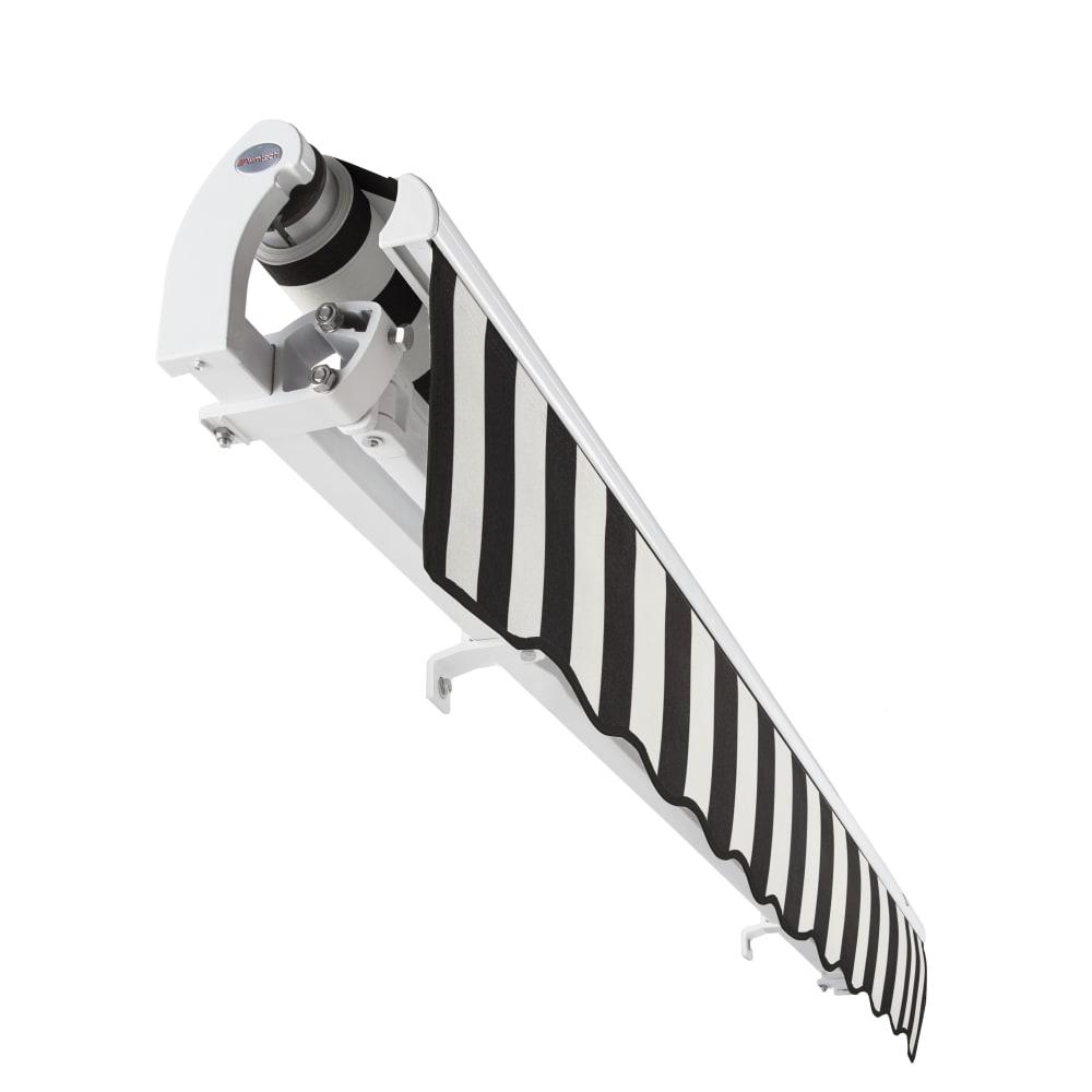 18' x 10' Maui Right Motorized Patio Retractable Awning, Black/White Stripe. Picture 5