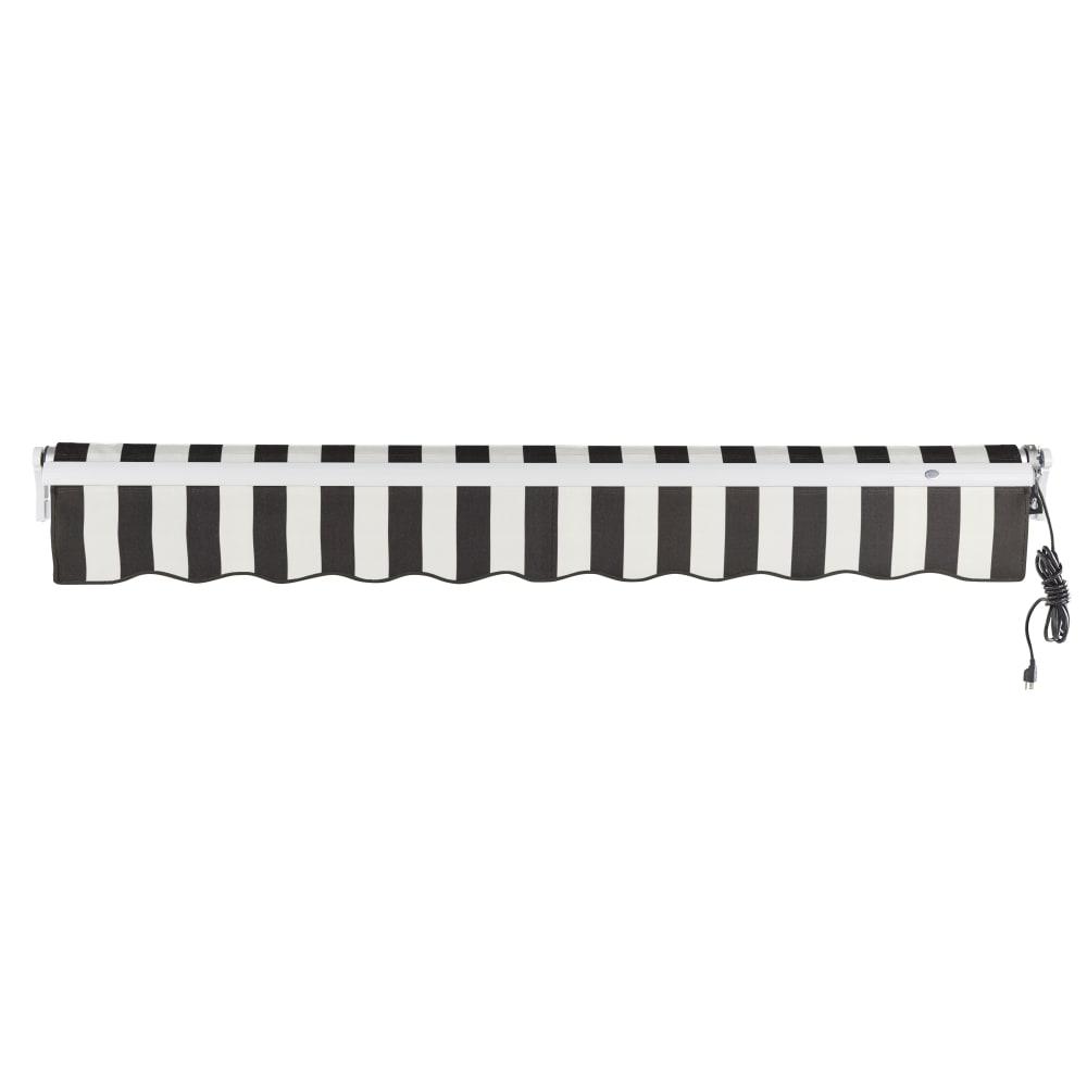 18' x 10' Maui Right Motorized Patio Retractable Awning, Black/White Stripe. Picture 4