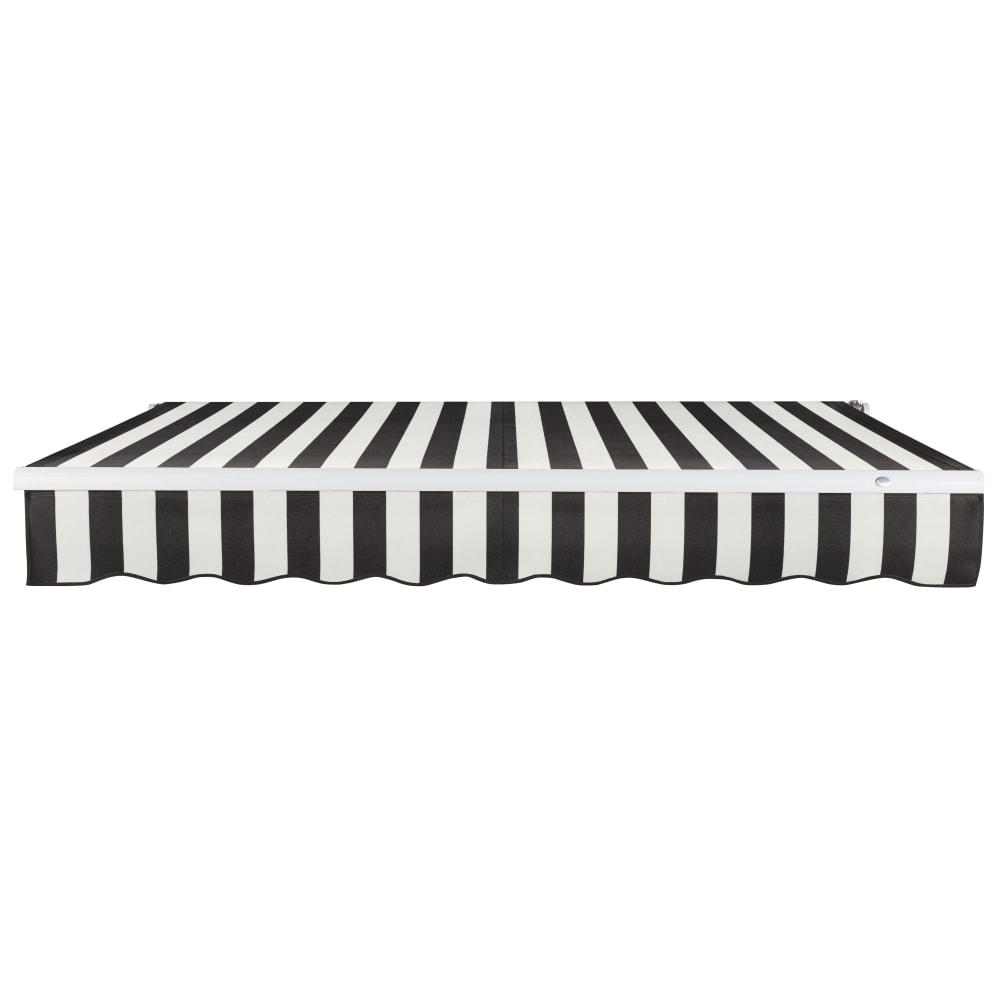 18' x 10' Maui Right Motorized Patio Retractable Awning, Black/White Stripe. Picture 3