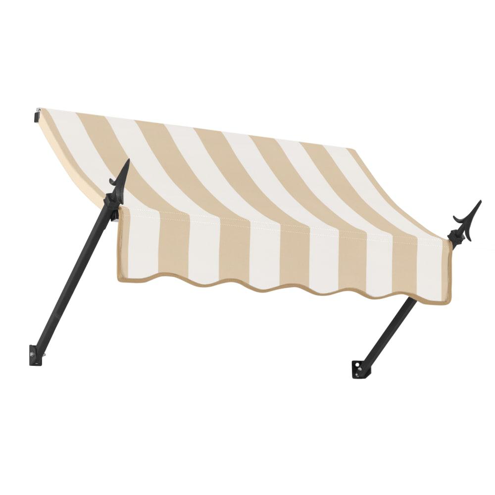 Awntech 3.375 ft New Orleans Fixed Awning Acrylic Fabric, Linen/White Stripe. Picture 1