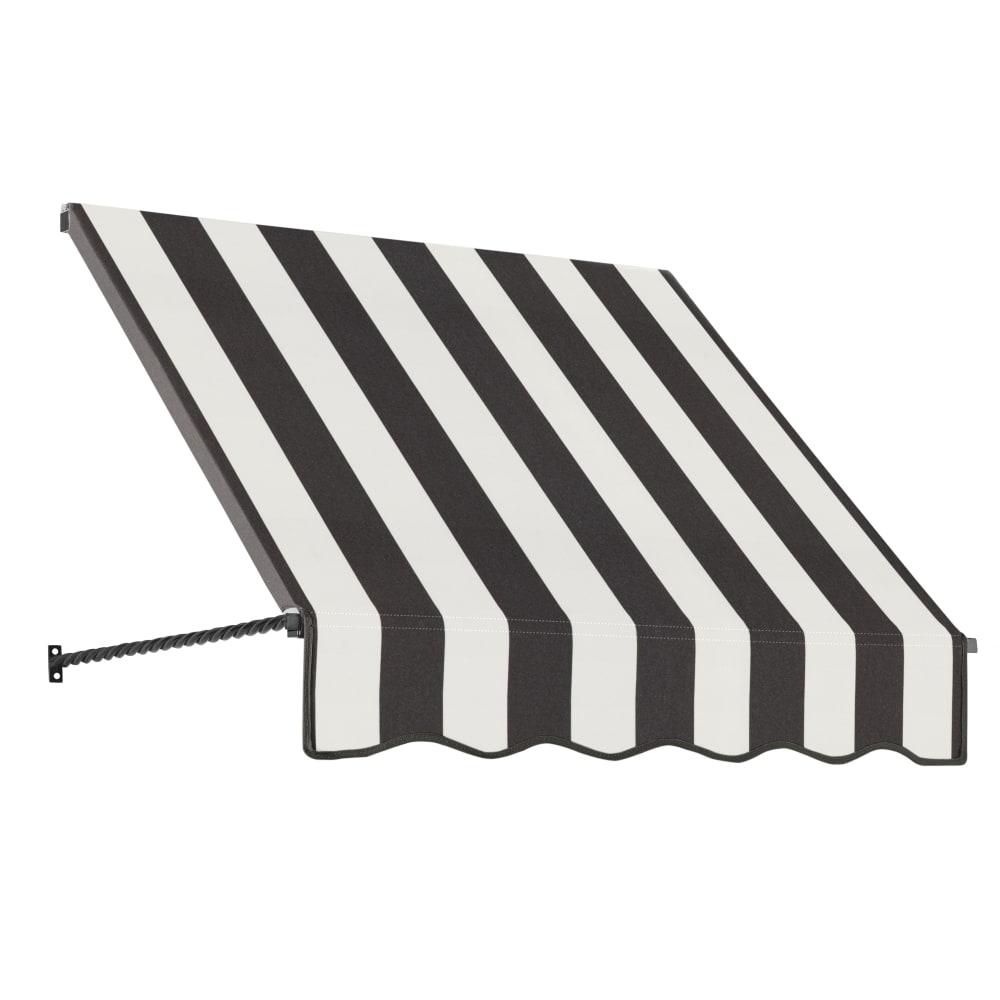 Awntech 3.375 ft Santa Fe Fixed Awning Acrylic Fabric, Black/White Stripe. Picture 1