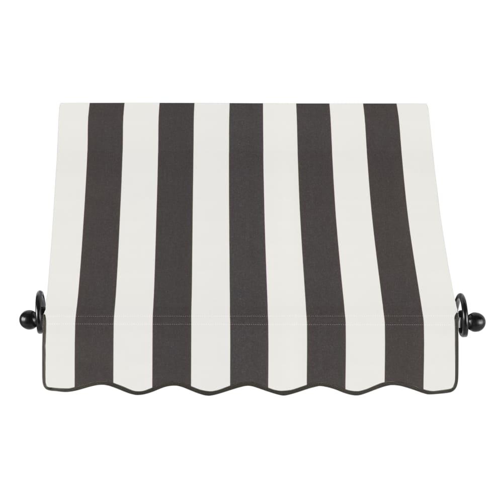 Awntech 4.375 ft Charleston Fixed Awning Acrylic Fabric, Black/White Stripe. Picture 2