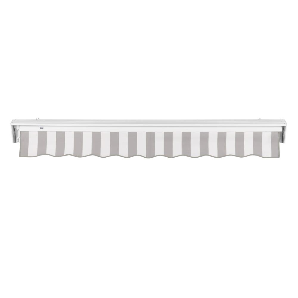 8' x 6.5' Destin Manual Patio Retractable Awning, Gray/White Stripe. Picture 4