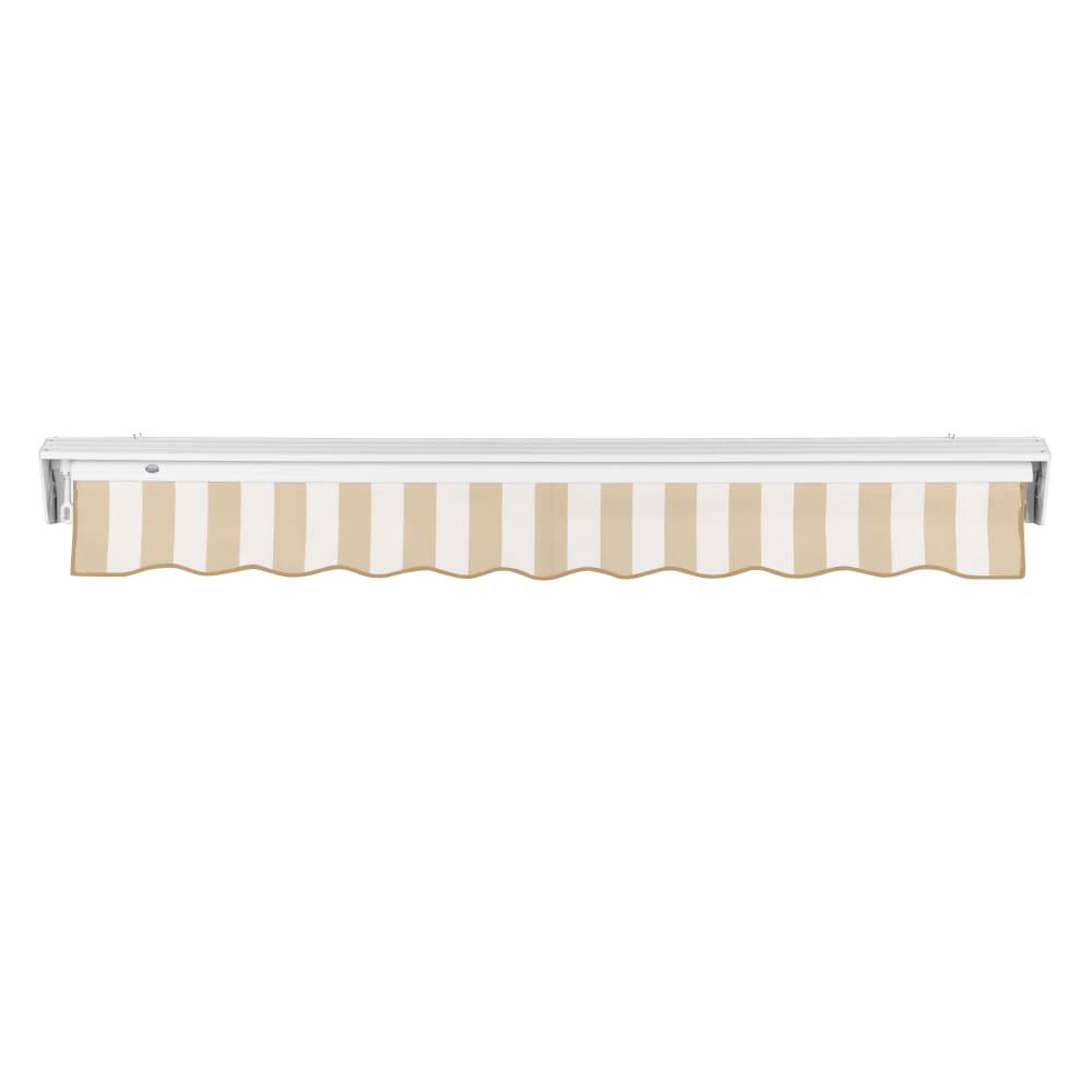 20' x 10' Destin Manual Patio Retractable Awning, Linen/White Stripe. Picture 4