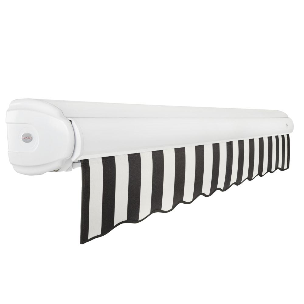 20' x 10' Full Cassette Manual Patio Retractable Awning, Black/White Stripe. Picture 2