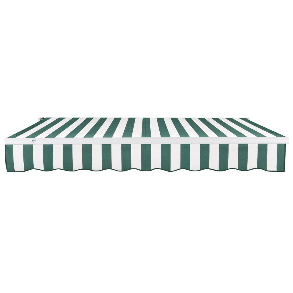 20' x 10' Maui Left Motorized Patio Retractable Awning, Forest/White Stripe. Picture 3