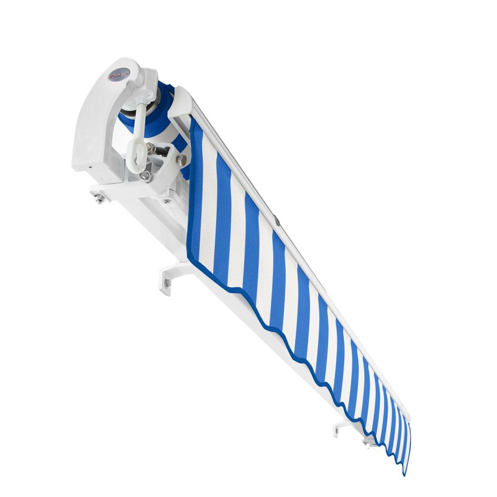 20' x 10' Maui Manual Patio Retractable Awning, Bright Blue/White Stripe. Picture 5