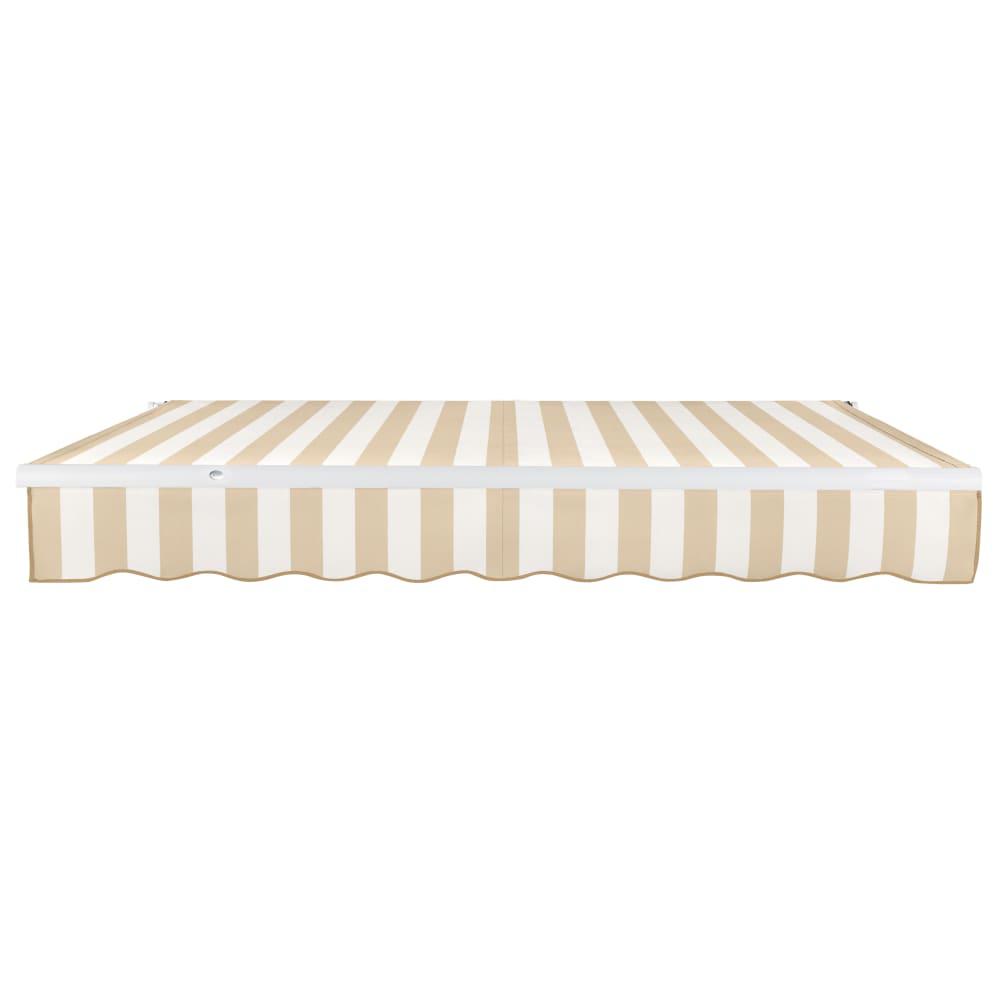 8' x 6.5' Maui Manual Patio Retractable Awning, Linen/White Stripe. Picture 3