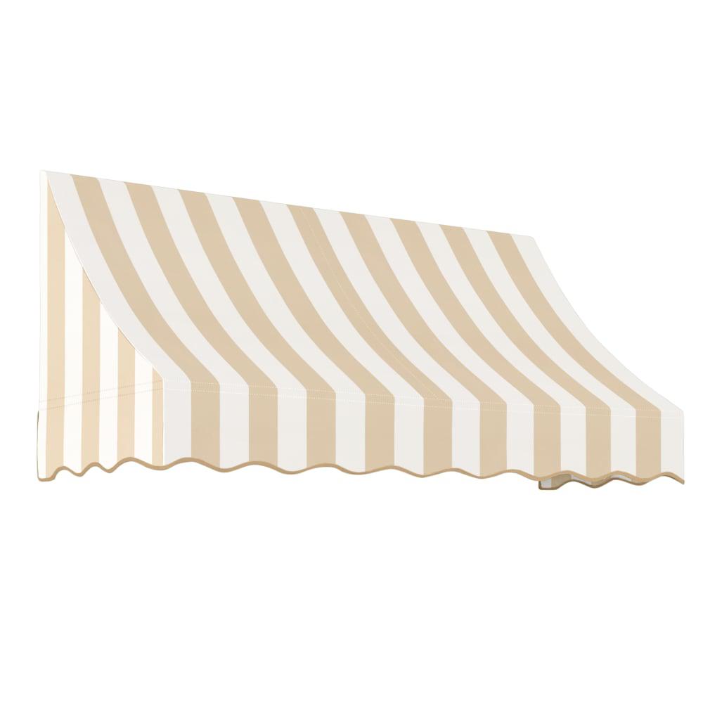 Awntech 10.375 ft Nantucket Fixed Awning Acrylic Fabric, Linen/White Stripe. Picture 1