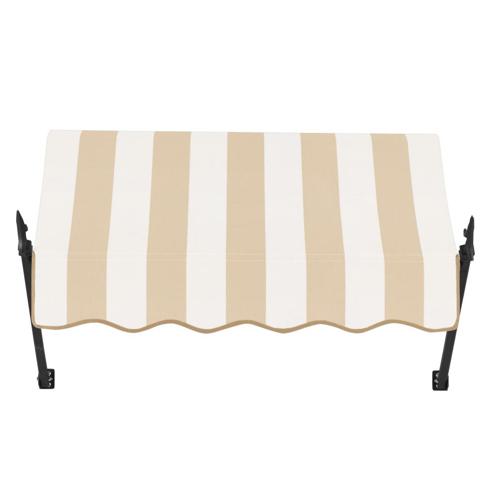Awntech 4.375 ft New Orleans Fixed Awning Acrylic Fabric, Linen/White Stripe. Picture 2