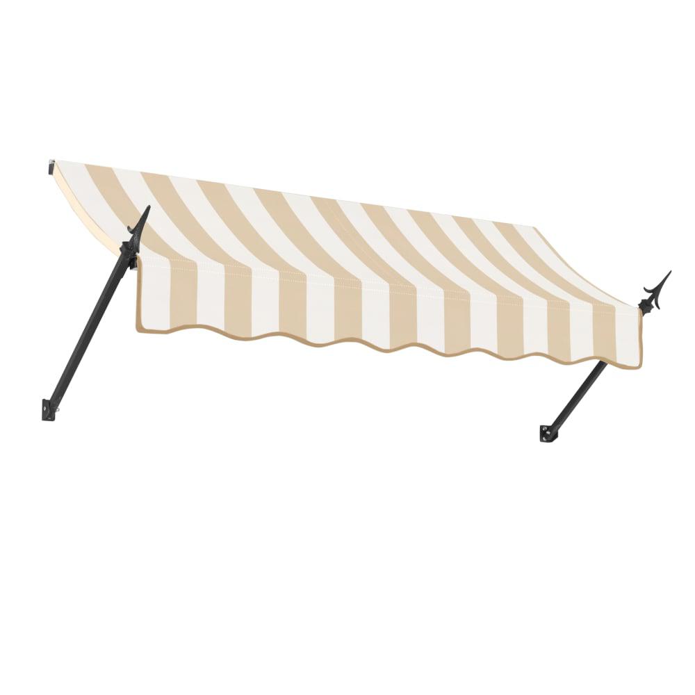 Awntech 10.375 ft New Orleans Fixed Awning Acrylic Fabric, Linen/White Stripe. Picture 1