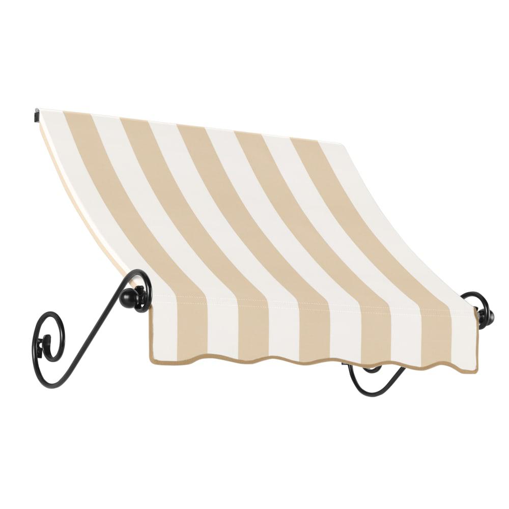 Awntech 3.375 ft Charleston Fixed Awning Acrylic Fabric, Linen/White Stripe. Picture 1