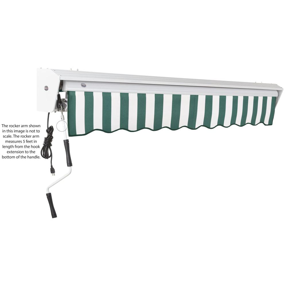 24' x 10' Destin Manual Patio Retractable Awning, Forest/White Stripe. Picture 6