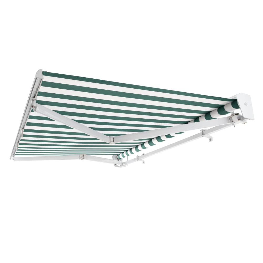 24' x 10' Destin Manual Patio Retractable Awning, Forest/White Stripe. Picture 7