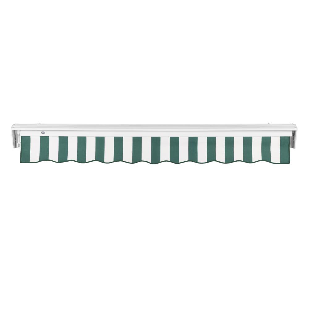 24' x 10' Destin Manual Patio Retractable Awning, Forest/White Stripe. Picture 4