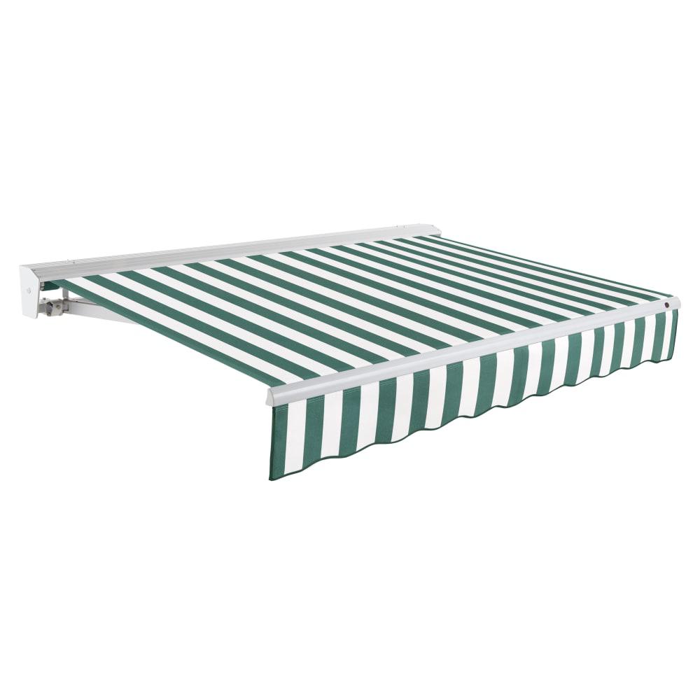 24' x 10' Destin Manual Patio Retractable Awning, Forest/White Stripe. Picture 1