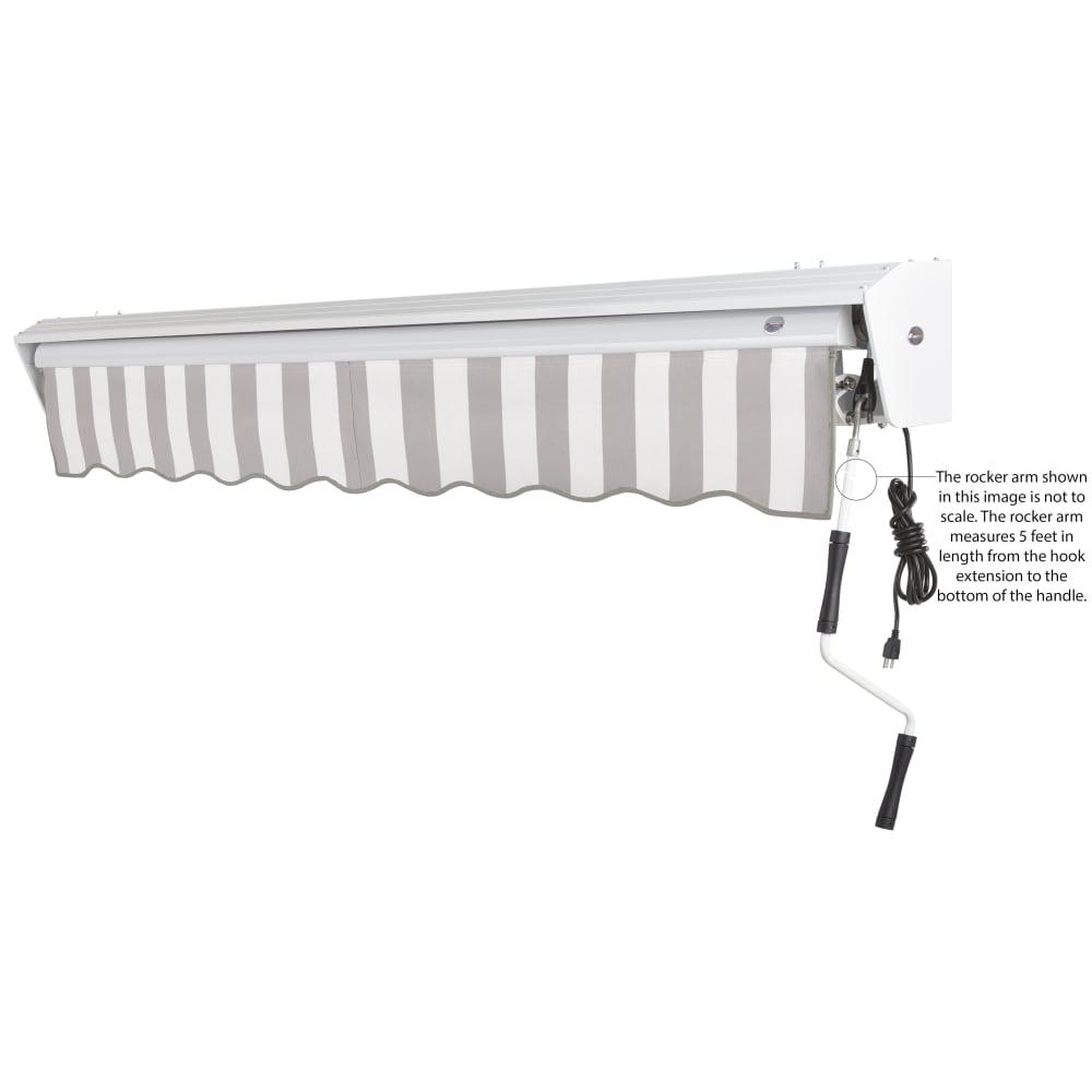 24' x 10' Destin Right Motorized Patio Retractable Awning, Gray/White Stripe. Picture 6