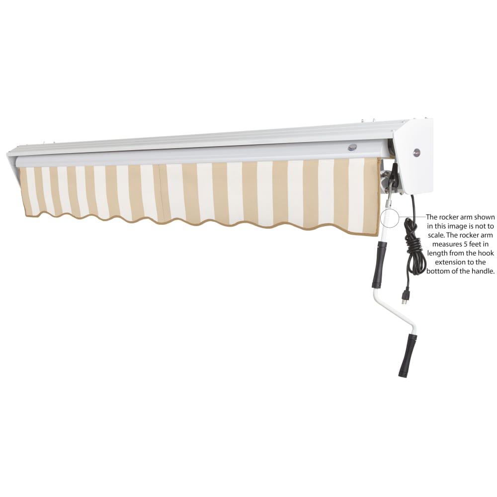 24' x 10' Destin Right Motorized Patio Retractable Awning, Linen/White Stripe. Picture 6
