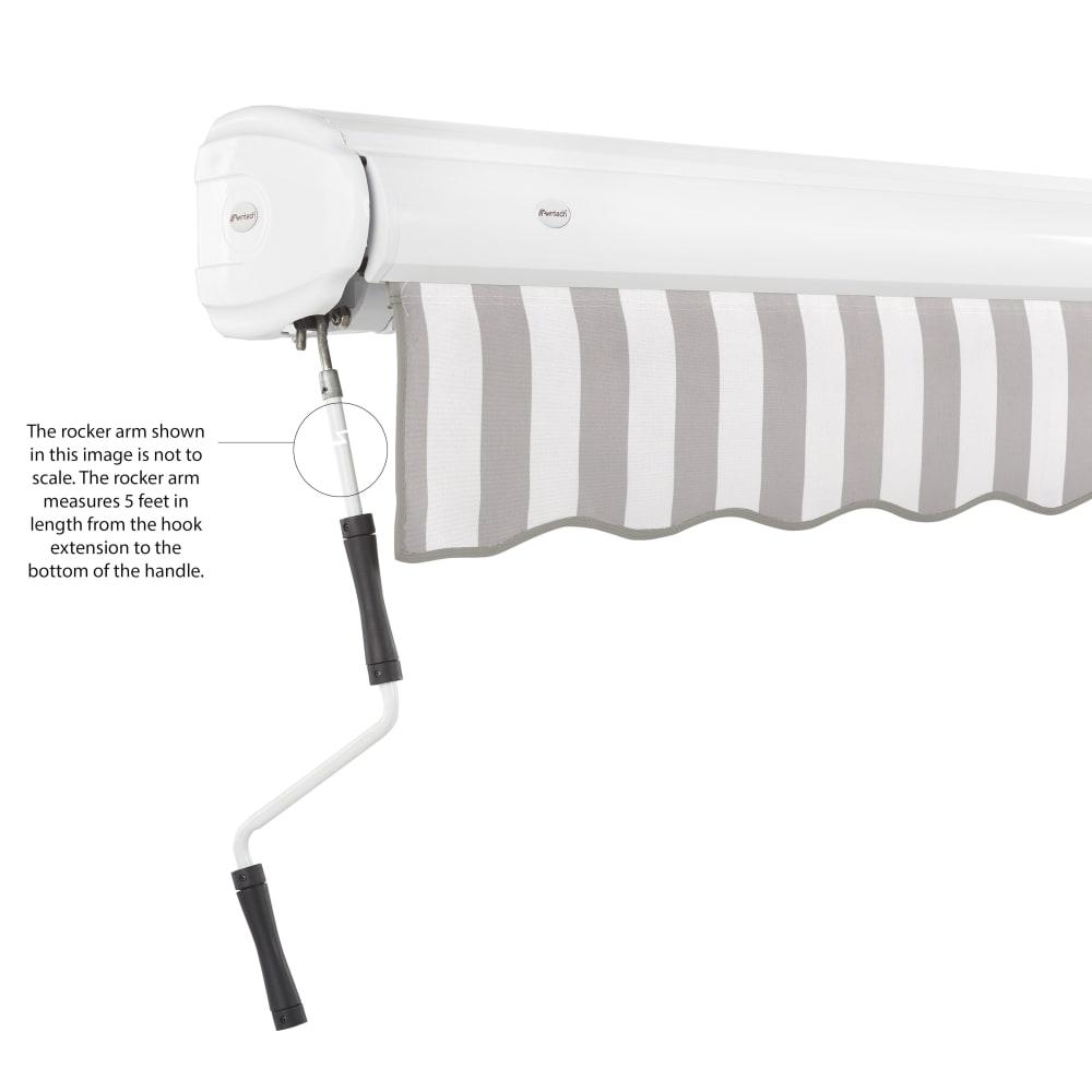 24' x 10' Full Cassette Manual Patio Retractable Awning, Gray/White Stripe. Picture 6