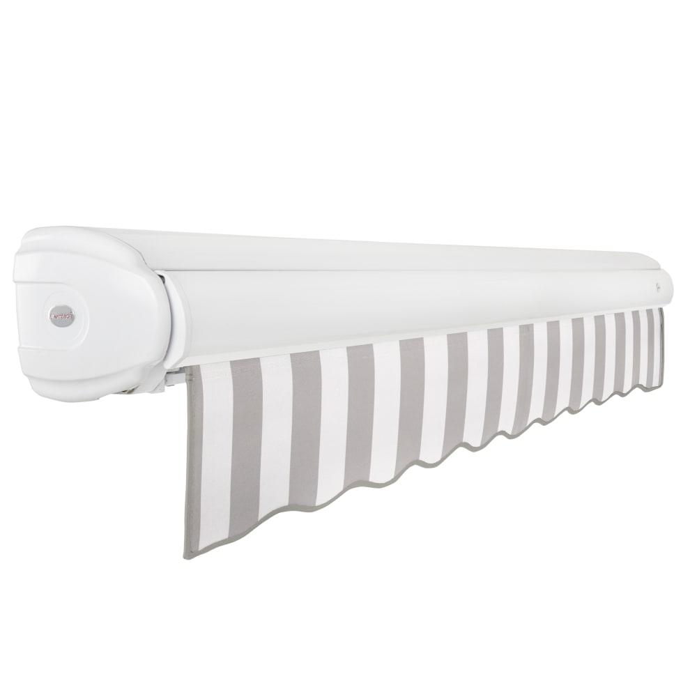 24' x 10' Full Cassette Manual Patio Retractable Awning, Gray/White Stripe. Picture 2