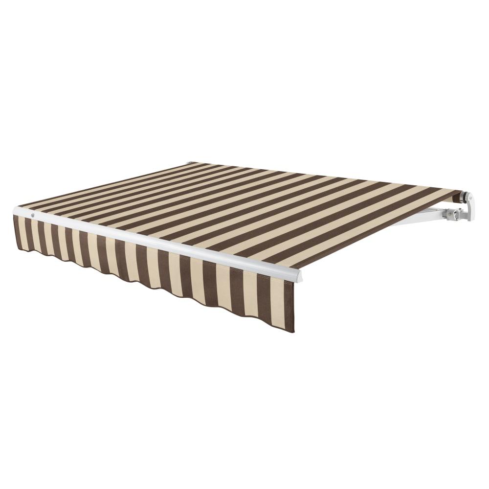 8' x 6.5' Maui Left Motorized Patio Retractable Awning, Brown/Tan Stripe. Picture 1