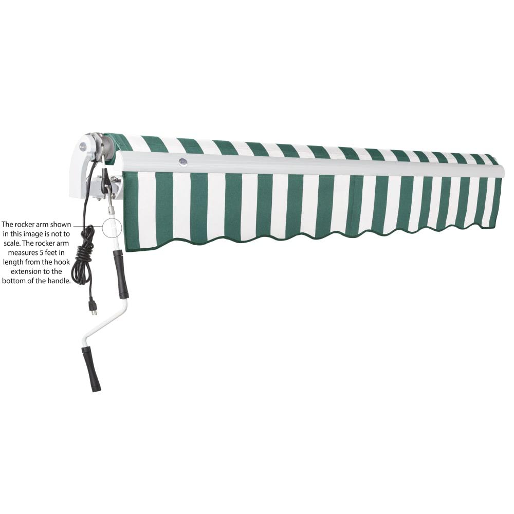 24' x 10' Maui Left Motorized Patio Retractable Awning, Forest/White Stripe. Picture 6