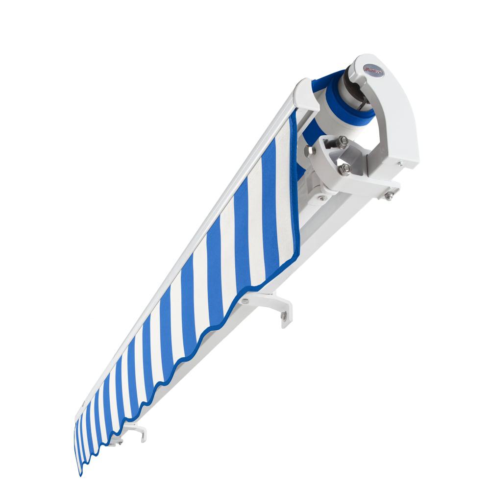 24' x 10' Maui Left Motorized Patio Retractable Awning, Bright Blue/White Stripe. Picture 5