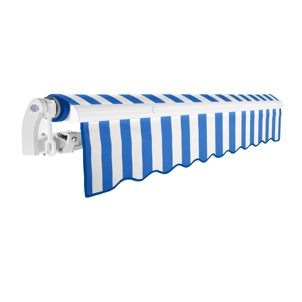 8' x 6.5' Maui Manual Patio Retractable Awning, Bright Blue/White Stripe. Picture 2