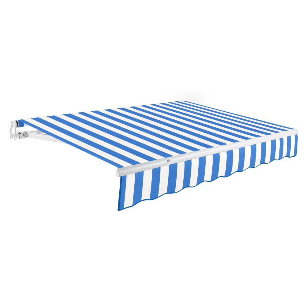 8' x 6.5' Maui Manual Patio Retractable Awning, Bright Blue/White Stripe. Picture 1