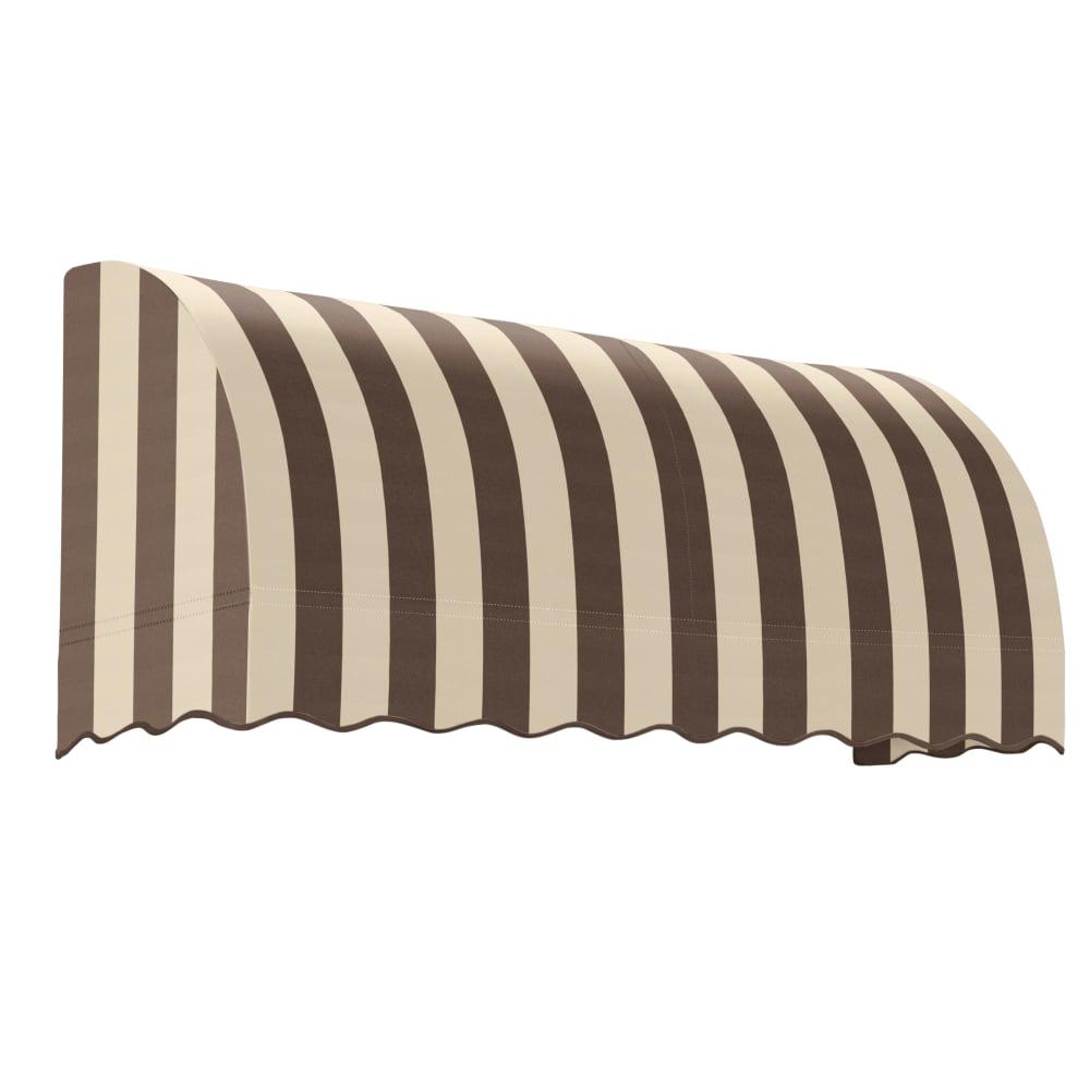 Awntech 6.375 ft Savannah Fixed Awning Acrylic Fabric, Brown/Tan Stripe. Picture 1