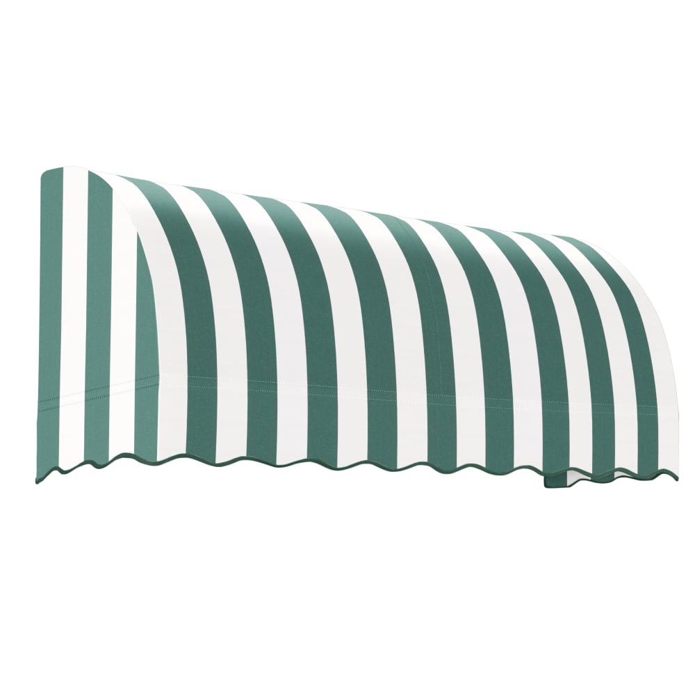 Awntech 6.375 ft Savannah Fixed Awning Acrylic Fabric, Forest/White Stripe. Picture 1