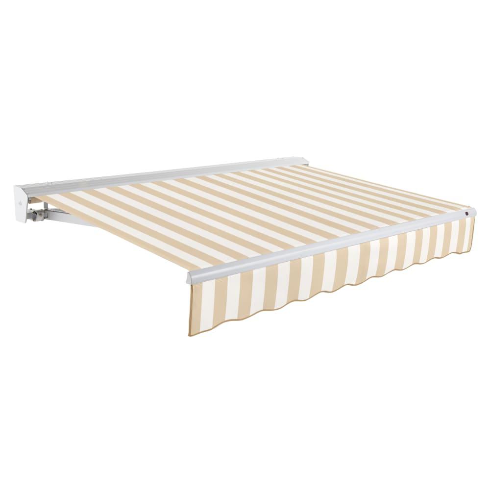 8' x 6.5' Destin Manual Patio Retractable Awning, Linen/White Stripe. Picture 1