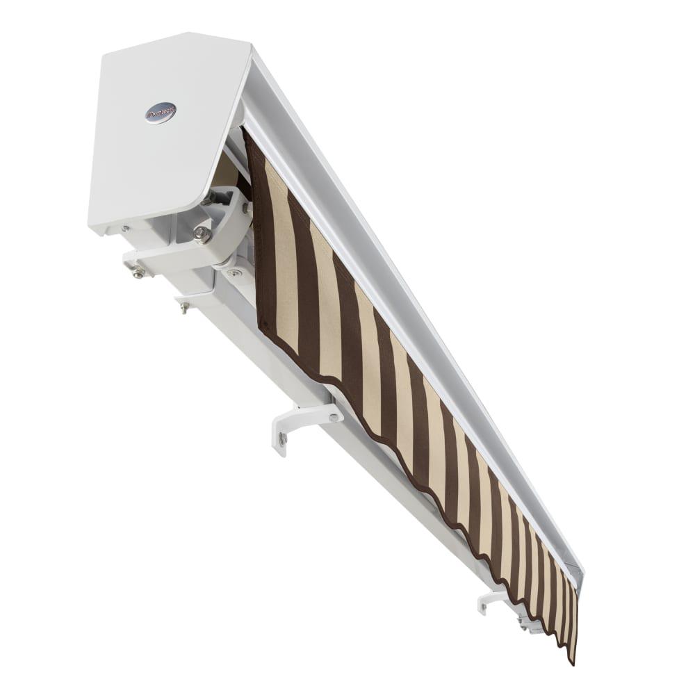 12' x 10' Destin Right Motorized Patio Retractable Awning, Brown/Tan Stripe. Picture 5