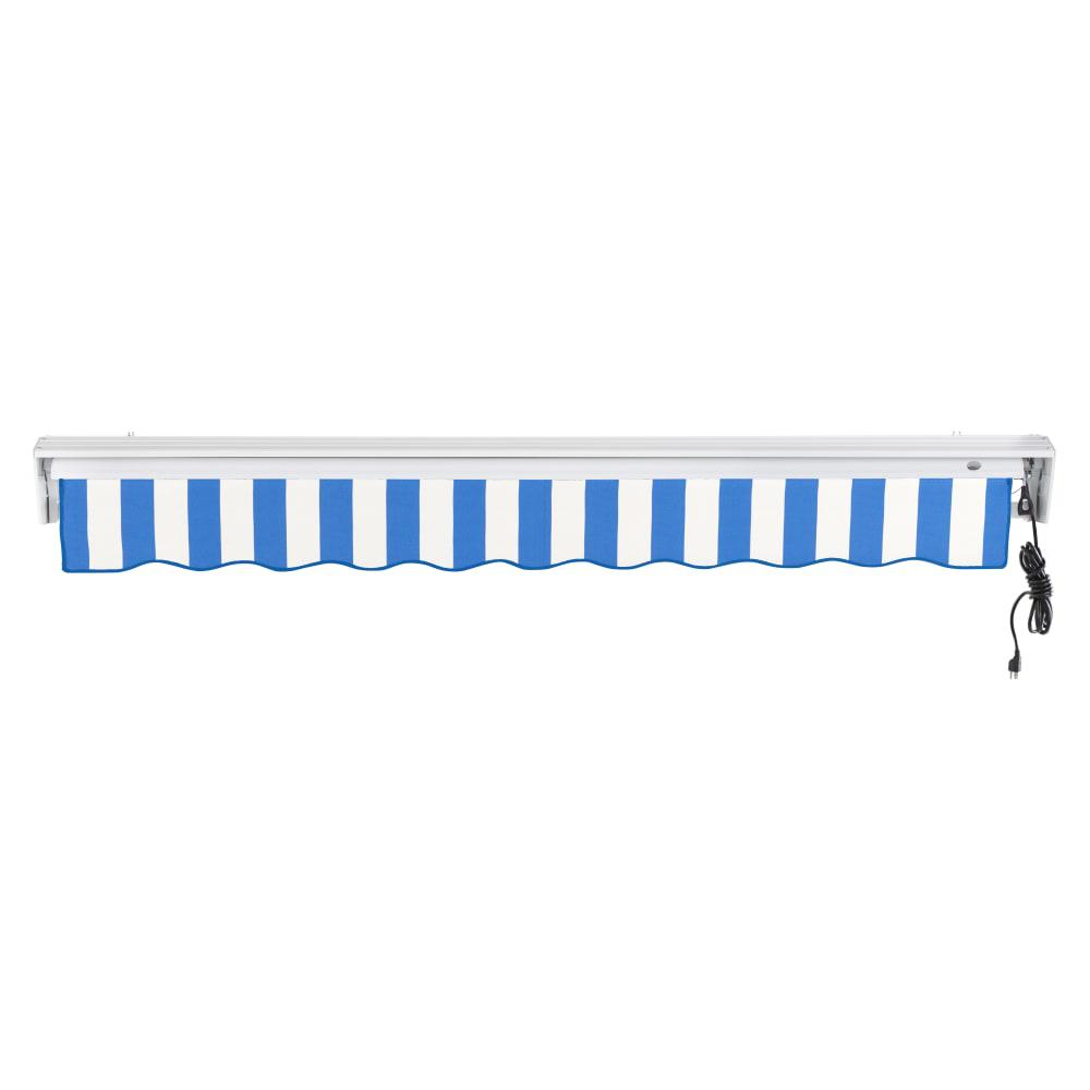 Destin Right Motorized Patio Retractable Awning, Bright Blue/White Stripe. Picture 4