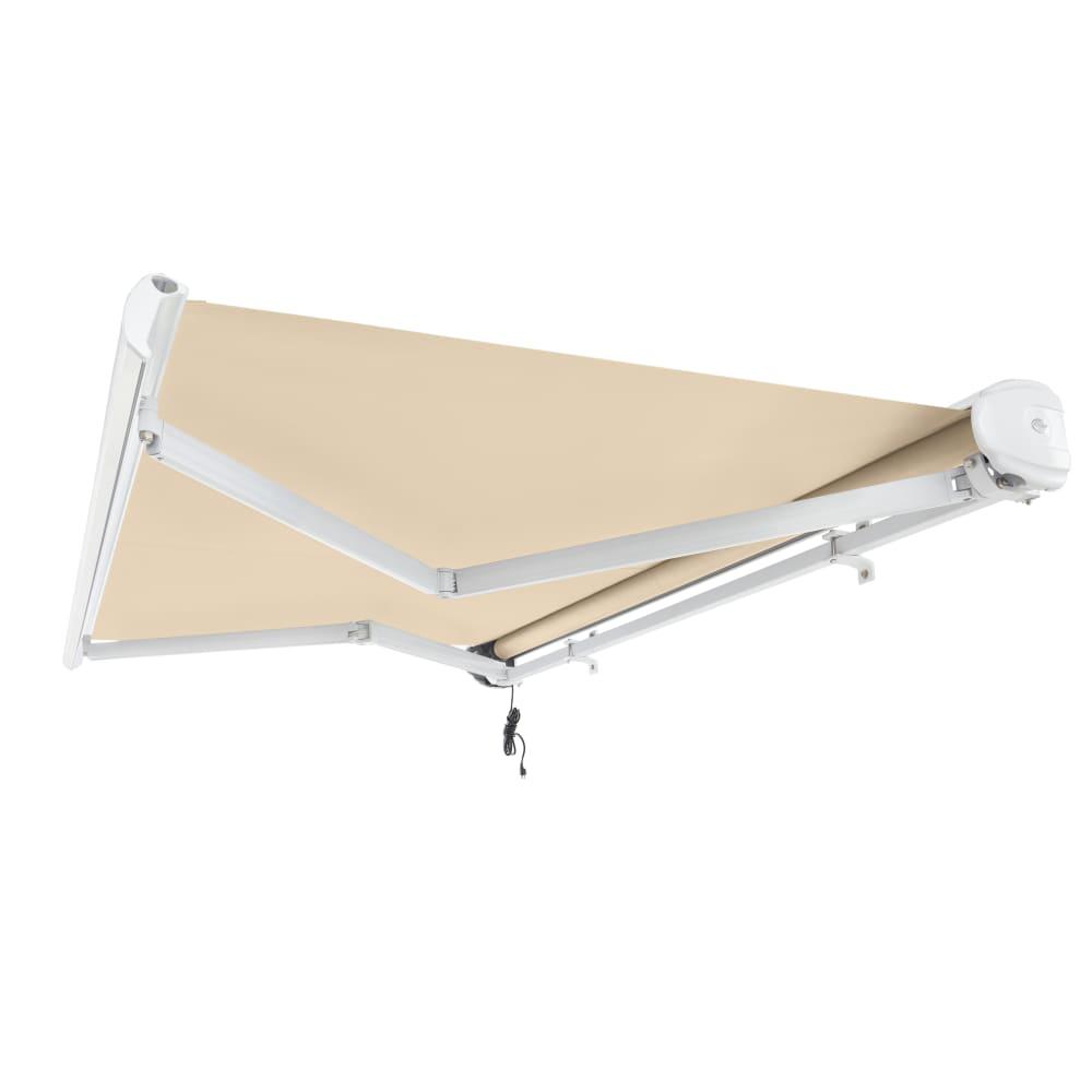 8' x 6.5' Full Cassette Left Motor Left Motorized Patio Retractable Awning, Tan. Picture 7