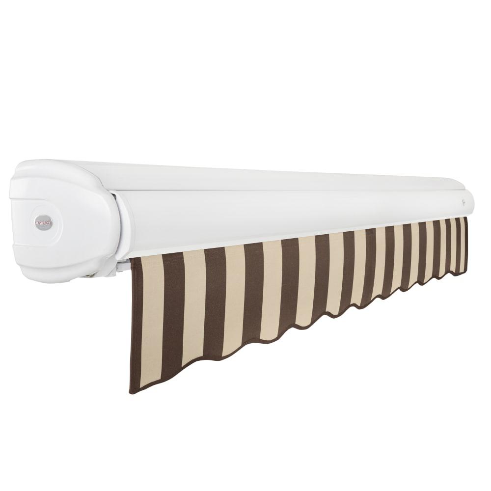 8' x 6.5' Full Cassette Manual Patio Retractable Awning, Brown/Tan Stripe. Picture 2