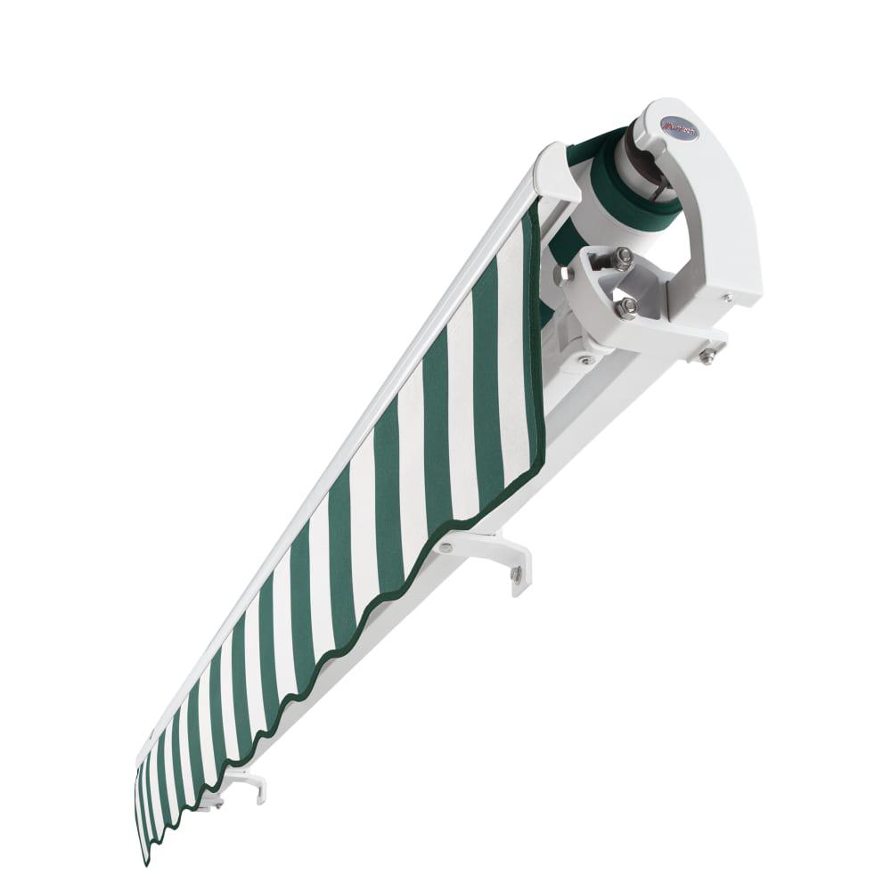 8' x 6.5' Maui Left Motorized Patio Retractable Awning, Forest/White Stripe. Picture 5