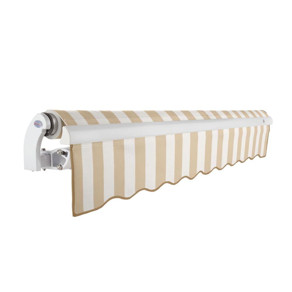 8' x 6.5' Maui Right Motorized Patio Retractable Awning, Linen/White Stripe. Picture 2