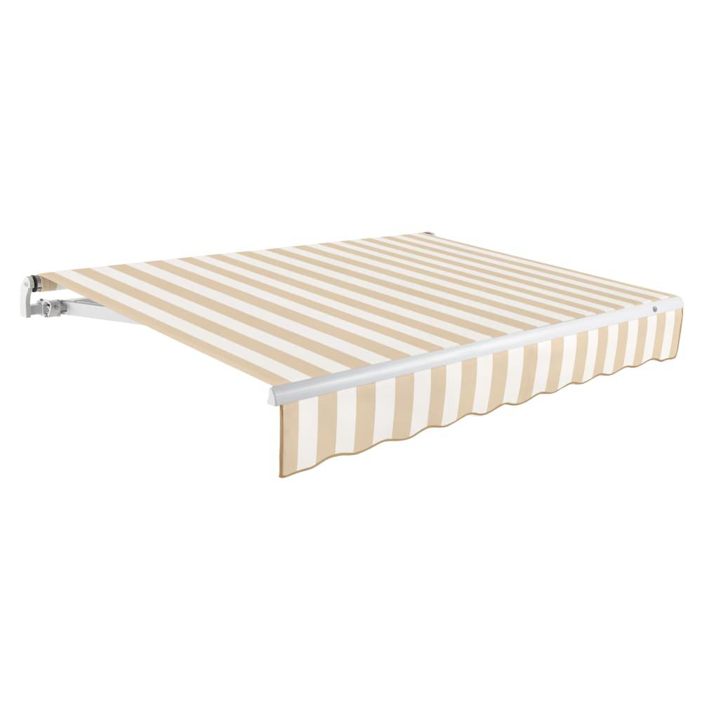 8' x 6.5' Maui Right Motorized Patio Retractable Awning, Linen/White Stripe. Picture 1
