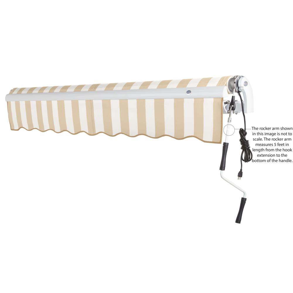 8' x 6.5' Maui Right Motorized Patio Retractable Awning, Linen/White Stripe. Picture 6