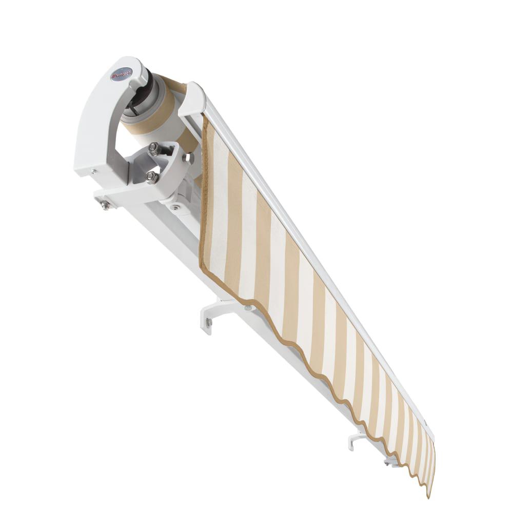 8' x 6.5' Maui Right Motorized Patio Retractable Awning, Linen/White Stripe. Picture 5