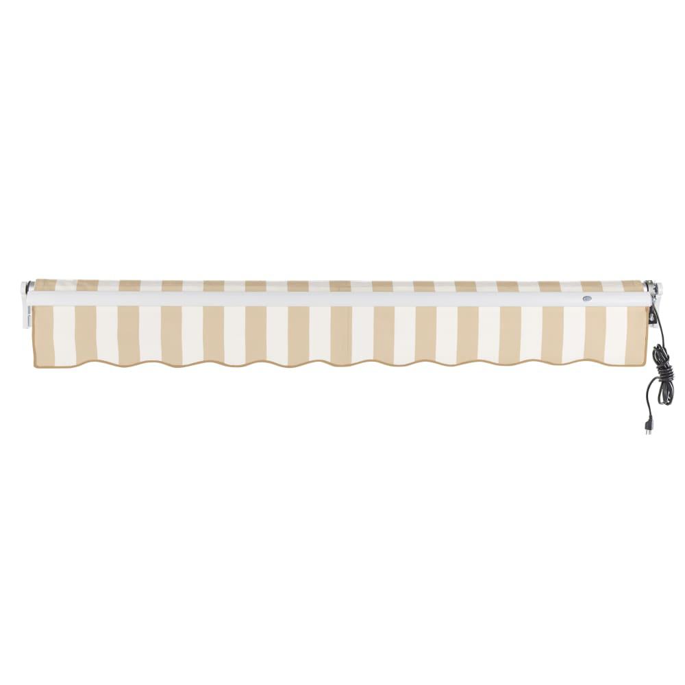 8' x 6.5' Maui Right Motorized Patio Retractable Awning, Linen/White Stripe. Picture 4