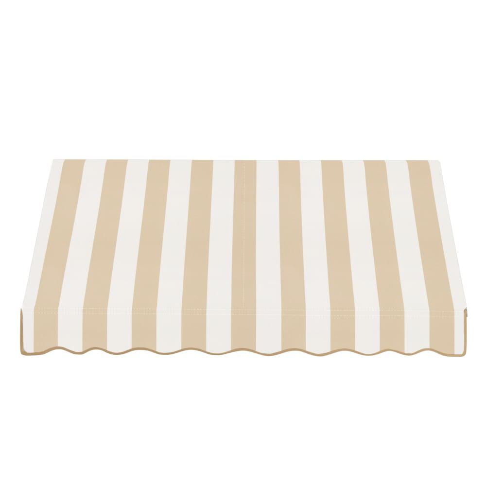 Awntech 10.375 ft Dallas Retro Fixed Awning Acrylic Fabric, Linen/White Stripe. Picture 2