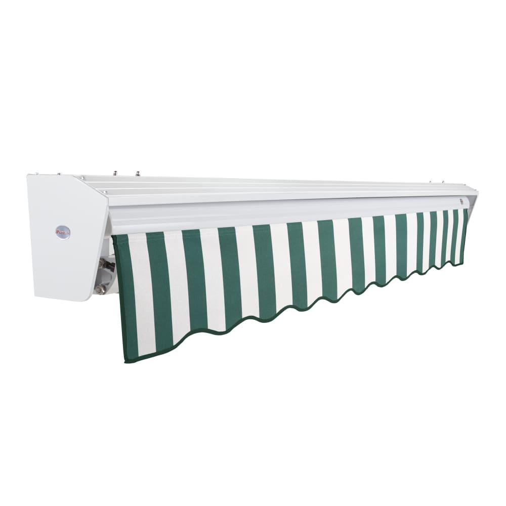 12' x 10' Destin Right Motorized Patio Retractable Awning, Forest/White Stripe. Picture 2
