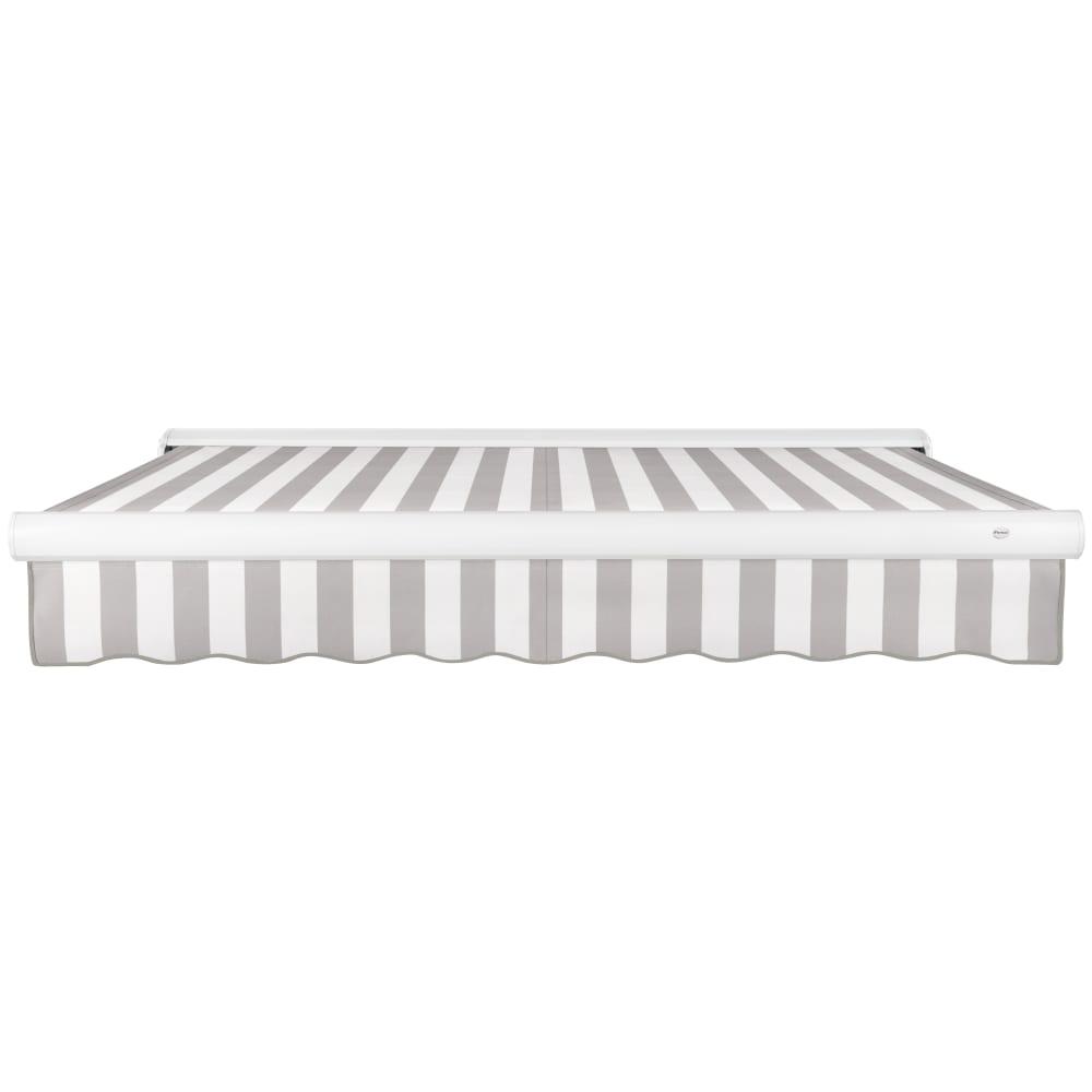 18' x 10' Full Cassette Manual Patio Retractable Awning, Gray/White Stripe. Picture 3