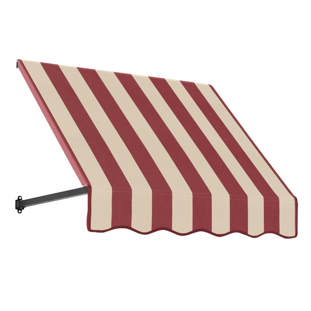Awntech 3.375 ft Dallas Retro Fixed Awning Acrylic Fabric, Burgundy/Tan Stripe. Picture 1