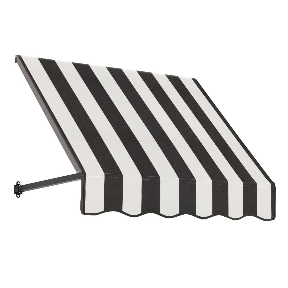 Awntech 3.375 ft Dallas Retro Fixed Awning Acrylic Fabric, Black/White Stripe. Picture 1