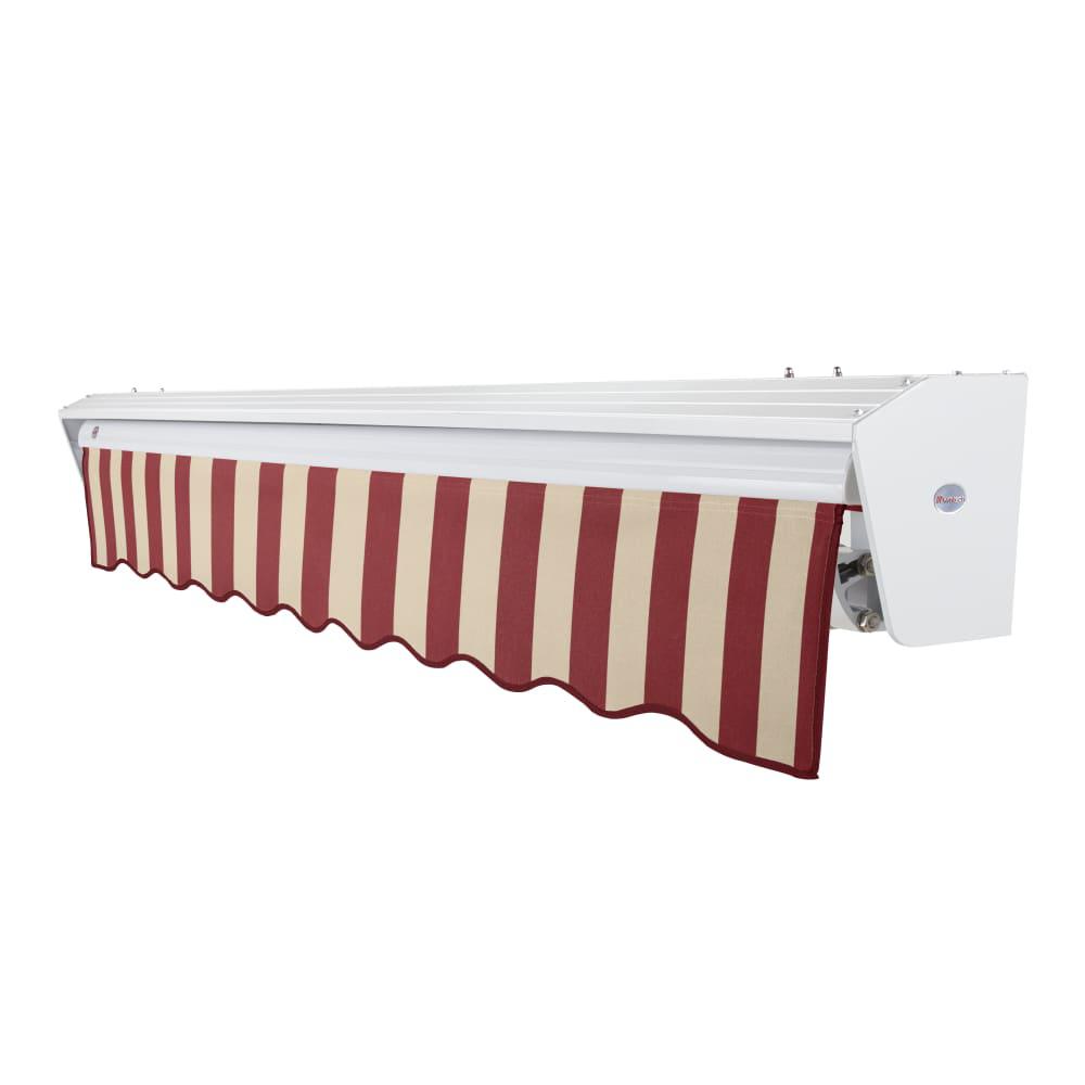 10' x 8' Destin Left Motorized Patio Retractable Awning, Burgundy/Tan Stripe. Picture 2
