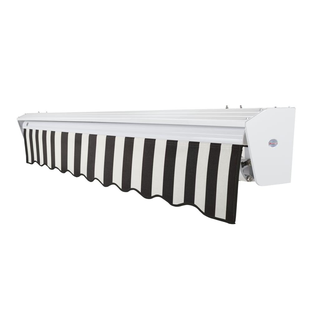 10' x 8' Destin Left Motorized Patio Retractable Awning, Black/White Stripe. Picture 2